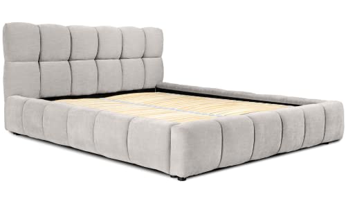 Siblo Bett 180x200 cm - Modern Polsterbett - Doppelbett mit Bettkasten und Lattenros - Zelda Kollektion - Robust Bett mit Stauraum - Bettgestell aus Holz - Grau