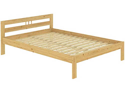 Erst-Holz® Doppelbett Kieferbett Natur 140x200 Massivholz Futonbett Französisches Bett Rollrost 60.64-14