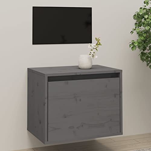 ZEYUAN Wandschrank, TV Sideboard, Medienkonsolesideboard, Lowboard Schwebend, Schrankhalterungen Wand, Grau 45x30x35 cm Massivholz Kiefer