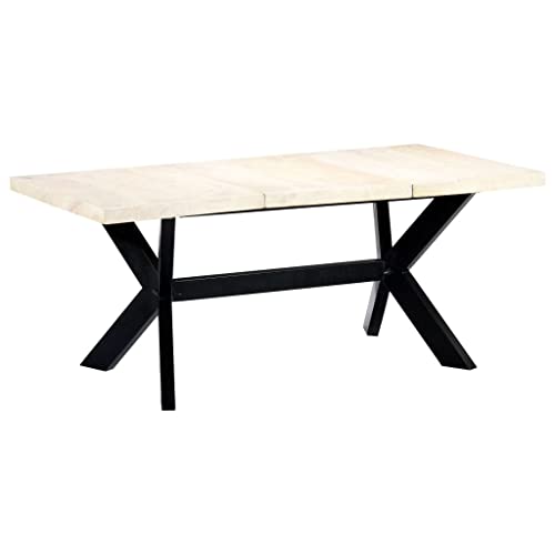 vidaXL Mangoholz Massivholz Esstisch Esszimmertisch Küchentisch Speisetisch Holztisch Tisch Esszimmer Küche 180x90x75 cm Stahlbeine