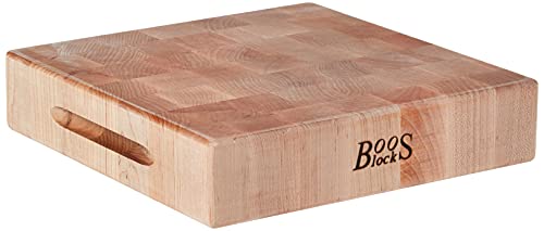 Boos Block Hackblock Mit Seitlichen Griffmulden - Nordamerikanisches Ahorn-Hartholz – Massivholz-Hackbrett groß – Hackblock – Lebensmittelecht – 30,5 x 30,5 x 7,5 cm