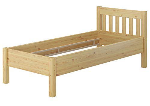 Erst-Holz® Hohes Holzbett 90x200 Kiefer Natur Seniorenbett Einzelbett Zubehör wählbar V-60.55-09, Ausstattung:Without Accessories