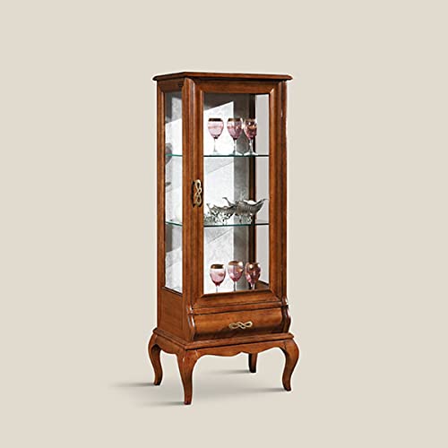 Dafne Italian Design Vitrine mit 1 Tür und 1 Schublade, Massivholz, klassischer Stil