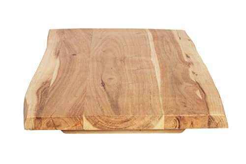 SAM Tischplatte 60x40 cm Curtis, Holzplatte Akazienholz massiv + naturfarben + lackiert, Baumkanten-Platte für Heimwerker, Arbeitsplatten, Tische & Fensterbretter, FSC® 100% Zertifiziert