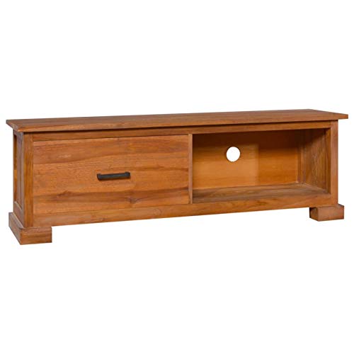 Festnight TV-Schrank Holzschrank Fernsehschrank TV-Lowboard V-Vitrine TV-Bänke 112x30x37 cm Massivholz Teak