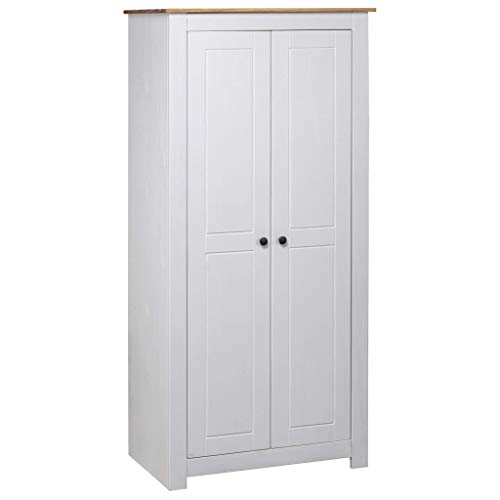 Susany Mehrzweckschrank Kleiderschrank Büroschrank Mit 2 Fächern und Einer Kleiderstange,Kleiderstan ge Aktenschrank 80 x 50 x 171,5 cm für Wohnzimmer,Schlafzimmer,K iefer-Massivholz