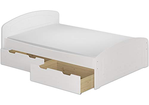 Erst Holz® Funktionsbett 140x200 + Matratze Rollrost Bettkasten Weiß 60.50 14 W M