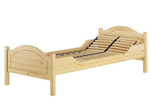 Erst-Holz® Überlanges Einzelbett 90x220 Kiefer Massivholz Landhausstil V-60.30-09-220, Ausstattung:Federholzrahm en inkl.