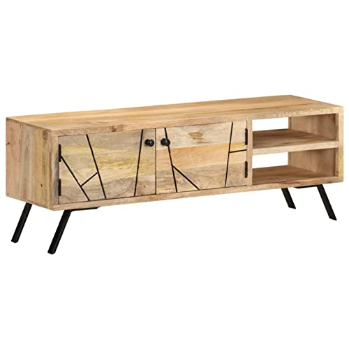 MOONAIRY TV-Schrank, Fernsehtisch, Tv Lowboard, Fernsehschrank, Tv Bank, Tv Table, Tv Kommode, 110x30x40 cm Mango Massivholz