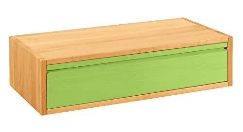 BioKinder - Das gesunde Kinderzimmer Laura Regalwürfel mit Schublade 20x80 cm, Farbe:Apfelgrün, Farbe des Korpus:Massivholz Erle
