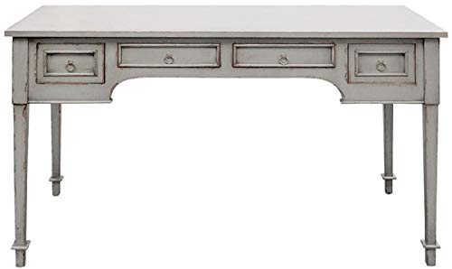 Casa Padrino Luxus Landhausstil Schreibtisch mit 4 Schubladen Antik Grau 136 x 70 x H. 77 cm - Handgefertigter Massivholz Bürotisch - Büromöbel im Landhausstil