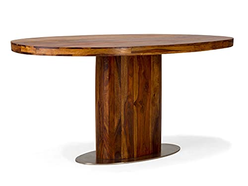 Woodkings® Esstisch Cubus 180x100 Massivholz Palisander Oval mit metallfuß Echtholz Tisch rustikal Küchentisch Landhaus Holztisch Esszimmermöbel