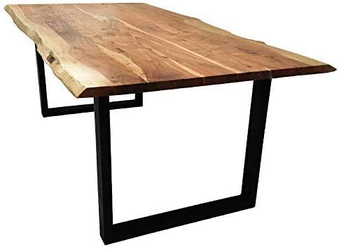 SAM Baumkantentisch 240x100 cm Quarto, Esszimmertisch aus Akazie, Holz-Tisch mit schwarz lackierten Beinen