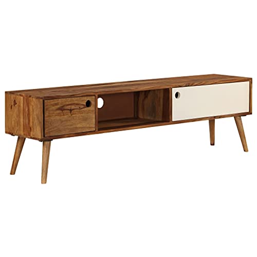 ZQQLVOO TV-Schrank, TV-Schränke, TV-Bänke, TV-Lowboard, Fernsehschrank, Fernsehtisch, Beistelltische, Sideboard, Kommoden,Mit 3 Aufbewahrungsfächern 140x30x40 cm Massivholz