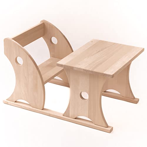 JOWE Pikler Essbänkchen | Kindertisch aus Holz Made in Austria | Pikler Sitzbänkchen aus Buche | Kindertisch mit Bank (Buche geölt)