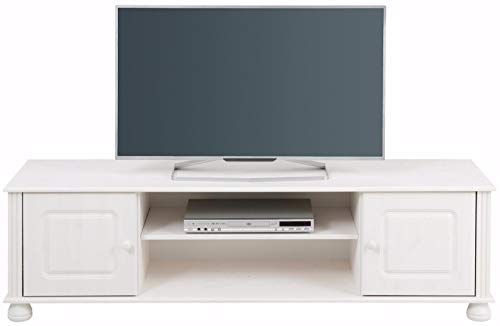  2 Türen 160 x 40 x 45 cm Fernsehschrank Fernsehtisch Wohnzimmer Kiefer Landhaus (weiß lackiert)