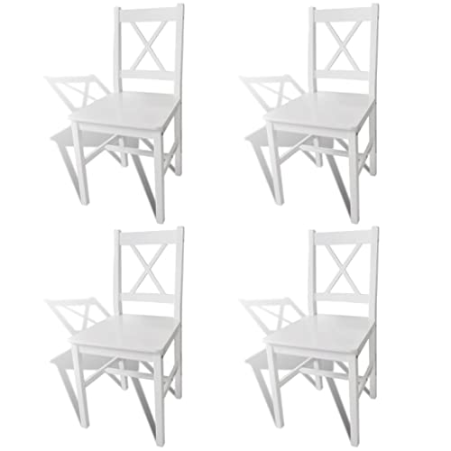 vidaXL Esszimmerstühle 4 STK, Esszimmerstuhl mit Rückenlehne, Essstuhl Küchenstuhl Stuhl für Esszimmer Küche, Holzstuhl, Weiß Kiefernholz