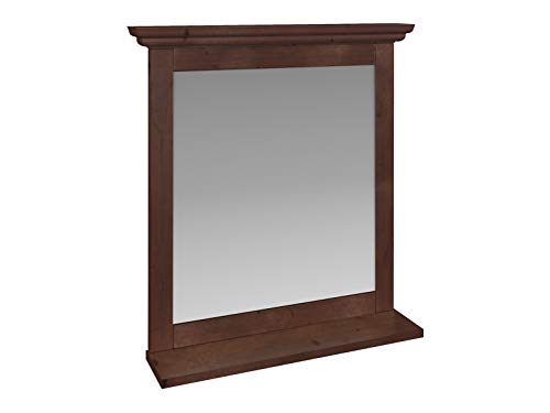 Woodkings® Bad Spiegel Kenia 73x68cm Holz Holzrahmen Badspiegel mit Ablage Wandspiegel Badmöbel Badezimmermöbel Massivholz Möbel (Braun)