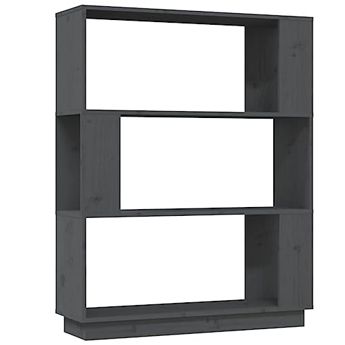 KTHLBRH Bücherregal/Raumteiler Grau 80x25x101 cm Massivholz Kiefer Dekorative Regale Büro-Bücherregal Wohnzimmer Regale Regale für das Schlafzimmer für Büro, Wohnzimmer, Schlafzimmer