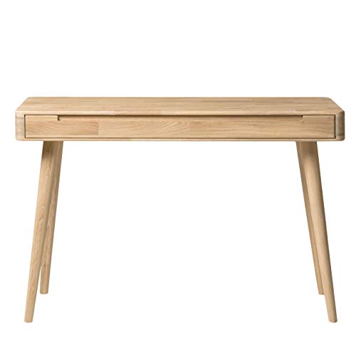 Nordic Story Schreibtisch Scandi (Eiche Gebleicht) • Schreibtisch mit XL-Schublade • Auch als Schminktisch, Computer-Tisch oder Konsole • Massivholz (Eiche) • 110 x 43 x 75 cm