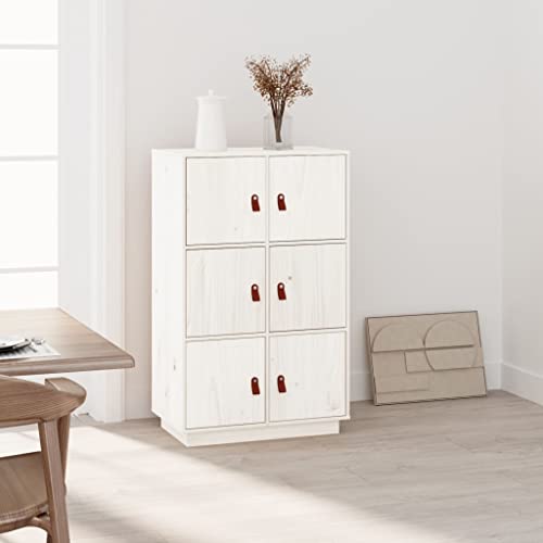 UTSRABFA Barschränke Mehrzweckschrank Vorratsschrank Haushaltsschrank Highboard Weiß 67x40x108,5 cm Massivholz Kiefer Geeignet für Wohnzimmer, Küche, Bad, Arbeitszimmer