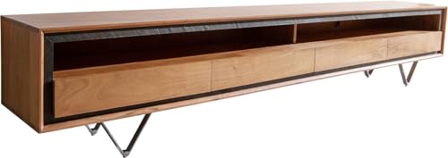 DELIFE TV-Board Stonegrace Akazie Natur 240 cm 2 Fächer 4 Schubladen Steinfurnier V-Fuß