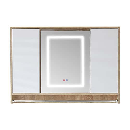 ZXFDM Massivholz-Schiebetüren- Spiegelschrank Badezimmer-Spiegelschrank Badezimmer-Wand-Spiegelsc hrank Aufbewahrungsschrank mit Handtuchhalter