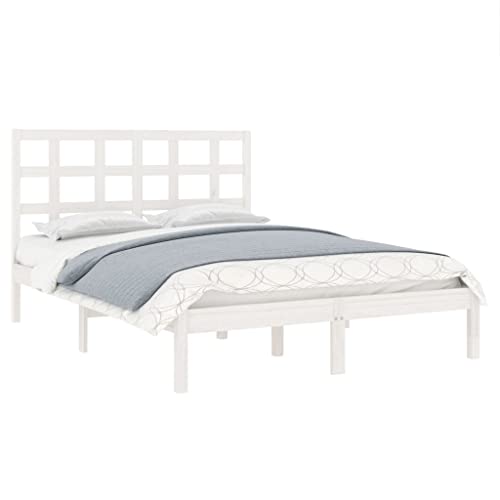 vidaXL Massivholzbett Holzbett Doppelbett Bettgestell Lattenrost Bett Schlafzimmerbett Bettrahmen Schlafzimmermöbel Weiß 180x200cm 6FT Super King