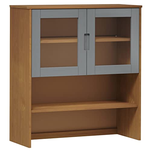 KTHLBRH Wohnzimmerschrank Esszimmerschrank Vielseitiges Sideboard Highboard-Oberteil Braun 90x35x100 cm Massivholz Kiefer für Küche, Wohnzimmer, Aufenthaltsraum