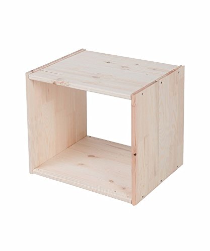 Lenmar Regalwürfel Cube, Grundmodul Fichte Natur, Regalwürfel aus Massivholz, erweiterbar zum Regal, Raumteiler, Bücherregal (2. Stück H: 78 x B: 45,6 x T: 35)