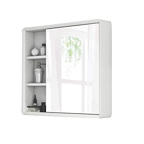 Badspiegel Spiegelschrank Wandmontage Massivholz Aufbewahrungsbox mit Ablage Klares Bild/A 70cm