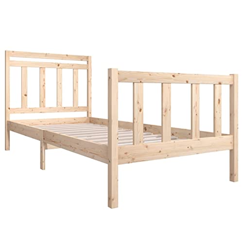 Tidyard Massivholzbett/Holzbett Massivholz-Bett Doppelbett Futonbett Polsterbett Bettrahmen Doppelbett Ehebett Holzbettrahmen 90 x 190 cm (B x L) (3FT6 Single),Massives Kiefernholz