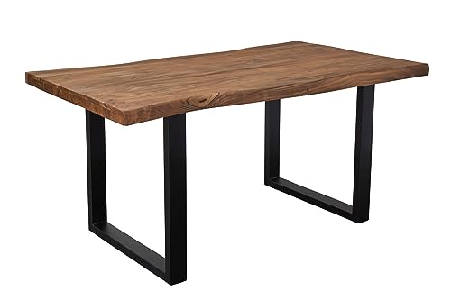 LC Home Esstisch Baumkante U-Gestell Metall 160x90cm Holztisch Akazie Massivholz Industrial Design Tisch Massivholztisch Baumkantentisch (U-Gestell, 160 x 90cm)