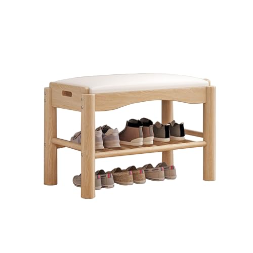 EFEMIR Moderne Schuhbank mit einfacher Aufbewahrung, Massivholz, Schuhschrank, Hocker, multifunktionale Aufbewahrung, Schuhwechselhocker für Eingangsbereich, Schlafzimmer, Wohnzimmer, 80 cm,