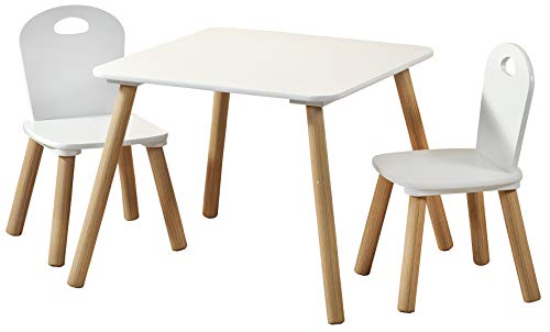 Kesper | Kindertisch mit 2 Stühlen, Material: Faserplatte, Maße: 55 x 55 x 45 cm, Farbe: Weiß | 17712 13