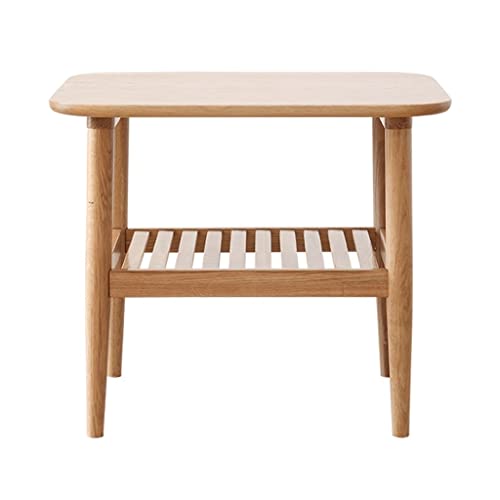 Beistelltisch Zweischichtiger Massivholz-Couchtisch, einfacher nordischer moderner Couchtisch, Stabiler und langlebiger Kleiner Couchtisch aus Eiche, perfekte Möbel