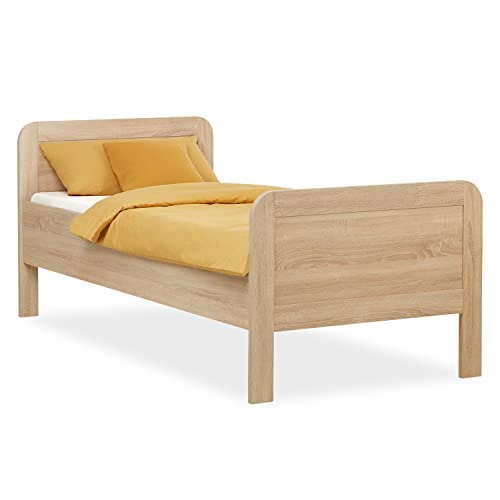 Homestyle4u 2409, Komfortbett Bett Senioren Seniorenbett 90x200 Komforthöhe NaturHolz Massiv extra hoch