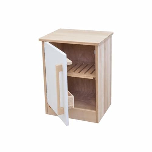 Holzspielzeug Peitz Holz-Kinder-Kühlschrank Lars weiß | 2221 | mit Eierablage und Getränkehalter | hergestellt aus massivem Holz