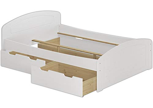 Erst Holz® Ehebett Doppelbett Bettkasten 180x200 Seniorenbett Massivholz Vollholzbett Weiß 60.50 18 W oR