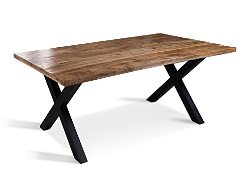 moebel-eins CAITANO Massivholztisch mit X-Beinen, Material Massivholz, Mango, 160 x 90 cm