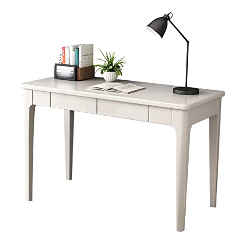 GArcan Massivholz-Schreibtisch, Computertisch mit Schublade, Mid-Century Modern Workstation (39 Zoll, Weiß)