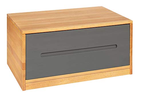 BioKinder Lina Sideboard Bettkasten Kommode mit Schublade aus Massivholz Erle und Kiefer 80 x 55 x 40 cm, Schublade grau lasiert