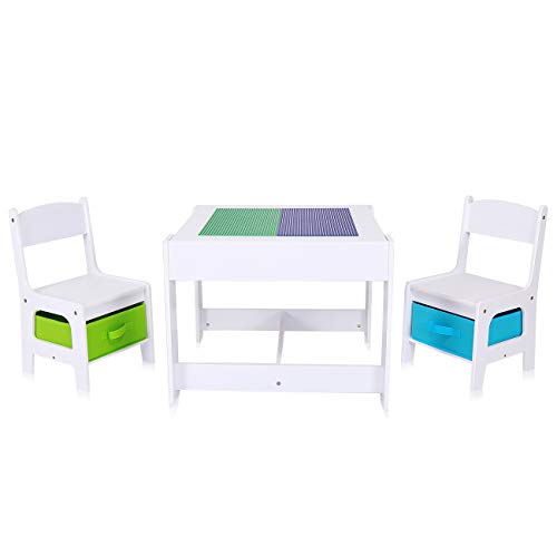 Baby Vivo Kindersitzgruppe Kindertischgruppe Kindermöbel Kinderzimmer Set mit multifunktionalem Tisch und 2 Stühlen aus Holz - Moritz