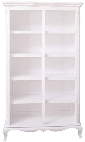Casa Padrino Landhausstil Bücherschrank Weiß 112 x 49 x H. 190 cm - Massivholz Regalschrank - Wohnzimmerschrank - Büroschrank