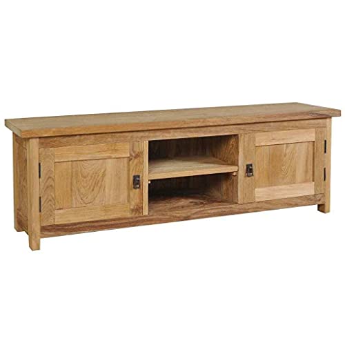 ALIDAM Tv Schrank Fernsehschrank Holz Fernsehschrank TV Kommode Lowboard Massivholz Teak 120×30×40 cm Fernsehtisch