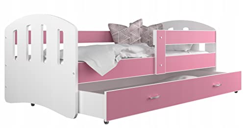 Kinderbett 160x80 cm Massivholz Jugendbett Juniorbett Bett inkl. Matratze (rosa)