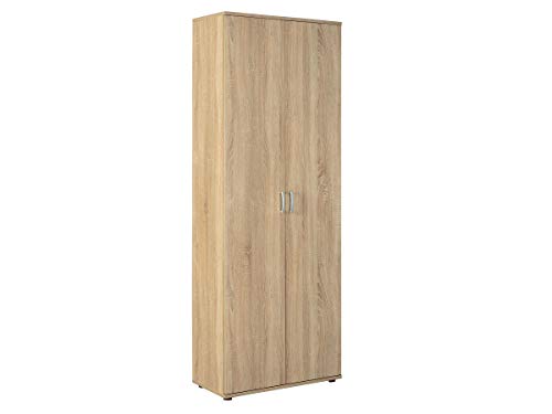 Inter Link – Mehrzweckschrank – Aktenschrank – Allzweckschrank – 2 Türen – Breite:70cm – Tiefe: 34 cm – Höhe: 190 cm – inkl. 5 Einlageböden – Melaminbeschichtet – Gallo – Eiche Sonoma