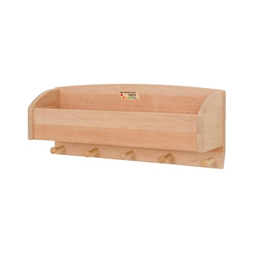 Holzspielzeug Peitz Kinder-Wand-Garderobe | Mützen-Ablage | Kinderzimmer-Massivholz-G arderobe 8058