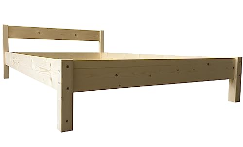 LIEGEWERK Massivholzbett Bett mit Kopfteil 180 x 200 Holzbett Holz 180cm massiv Bettgestell H67-37 (180x200 cm)