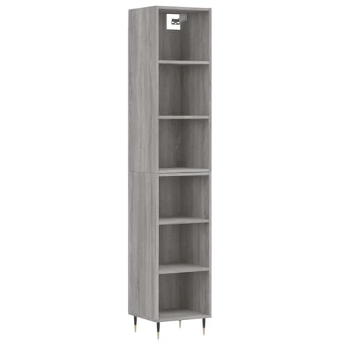 Premium Highboard Grey Sonoma 34,2,80 cm – Aufbewahrungsschrank aus Massivholz für das Wohnzimmer – Stilvoller Organizer für Zuhause – Modernes graues Sonoma-Finish – Holzmöbel-Grau